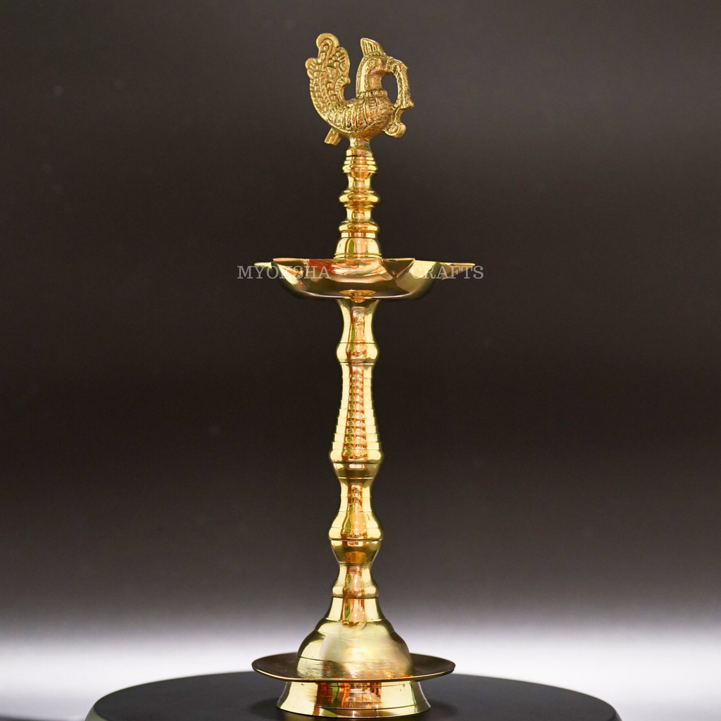 Brass Peacock Diya - Divine Illumination for Homes