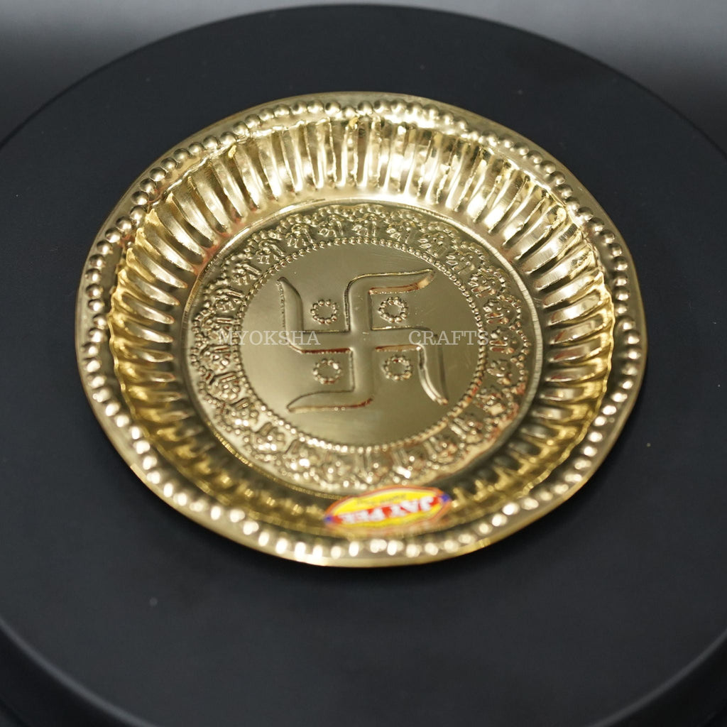 Brass Swastik Plate Aarthi: Embrace Divine Blessings and Harmony