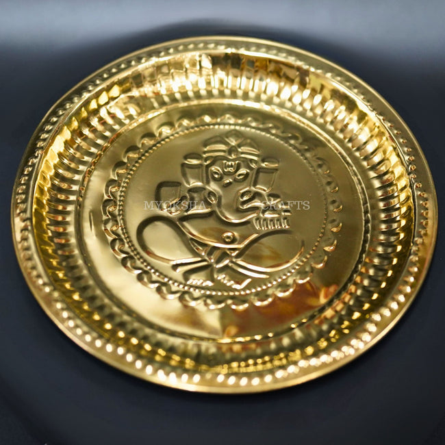 Brass Ganesh Plate Aarthi: Embrace Divine Blessings and Remover of Obstacles Main Image