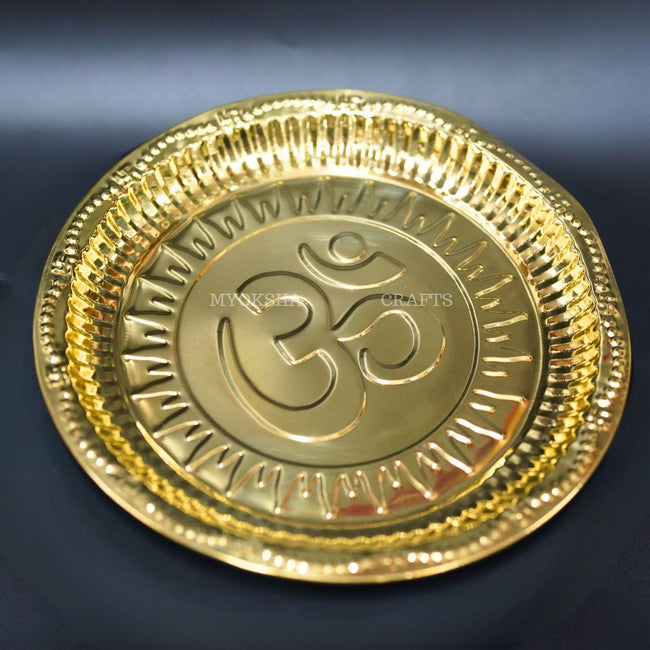 Brass Om Plate Aarthi: Embrace Divine Harmony and Spiritual Awakening Hover Image