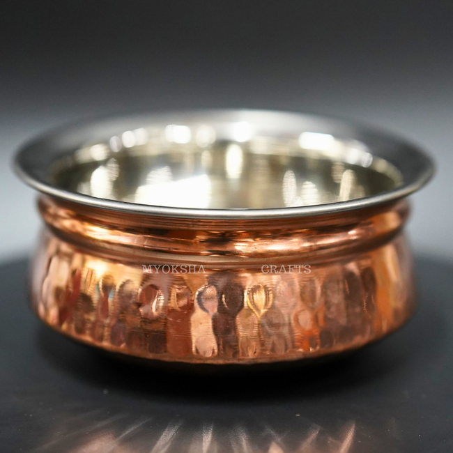Copper Fusion: Copper Bottom Stainless Steel Handi - Unite Tradition and Modernity for Exquisite Cooking Hover Image