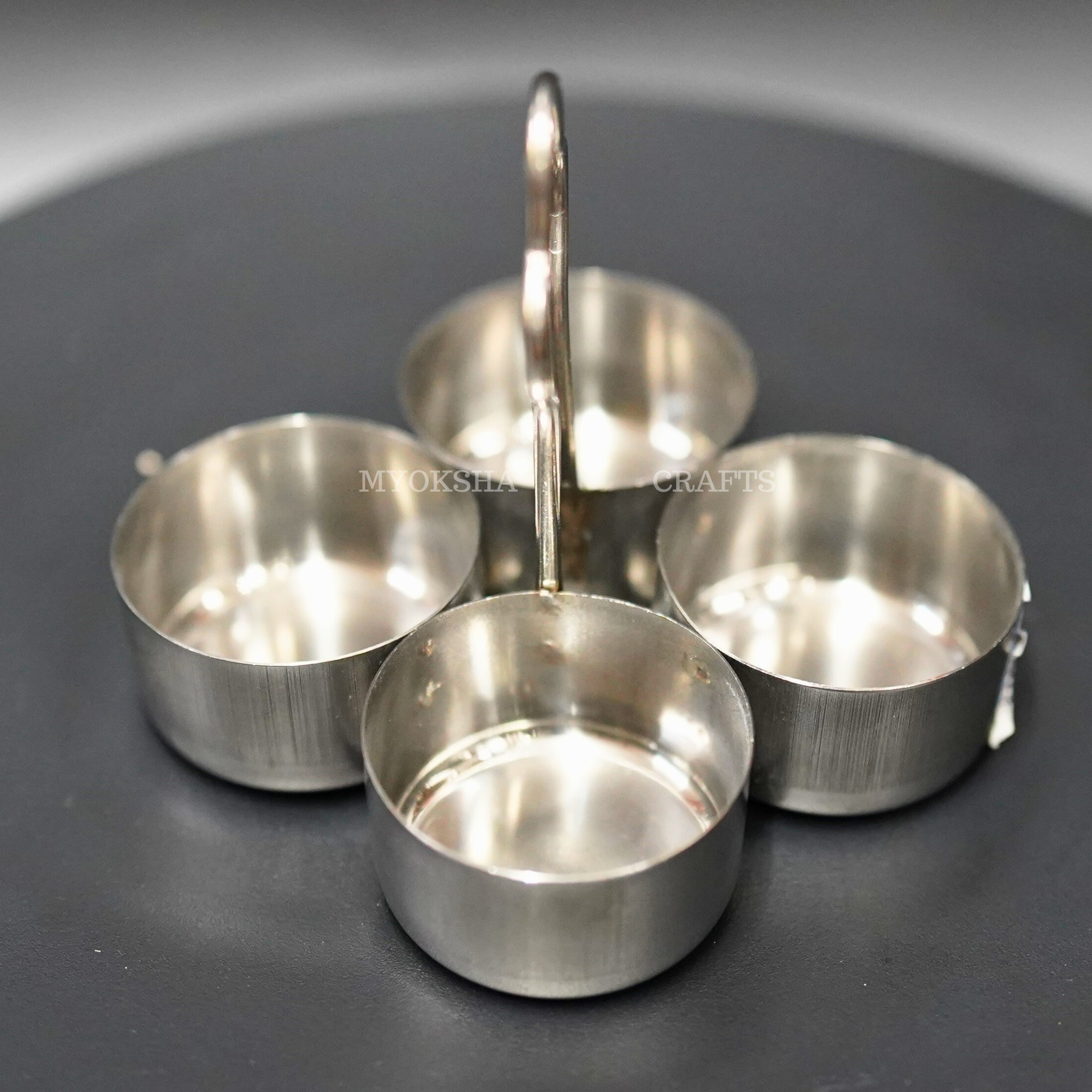 Stainless Steel Chowmukh Haldi Kum Kum Holder: Auspicious Offering for Devotees