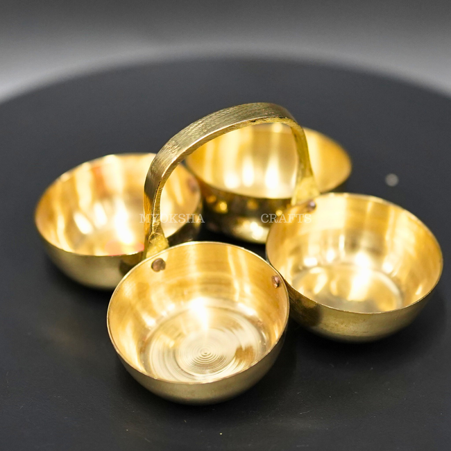 Brass Chowmukh Haldi Kumkum Holder: A Touch of Tradition for Homes Hover Image