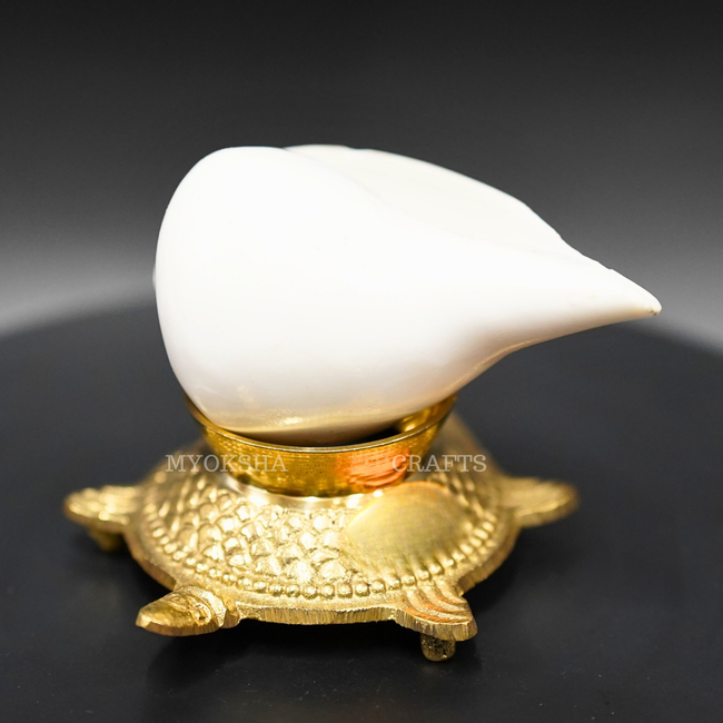 Shank with Brass Stand: Harmonize Your Pooja Rituals Main Image