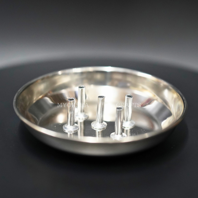 Stainless Steel Agardan Plate: Graceful Décor for Discerning Devotees Main Image