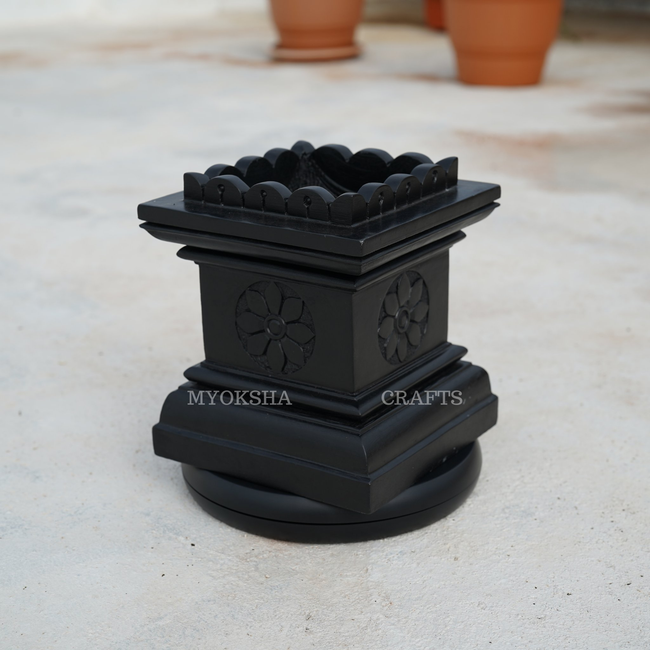 Tulsi Pot made of Black Stone (Krishnashila) Hover Image