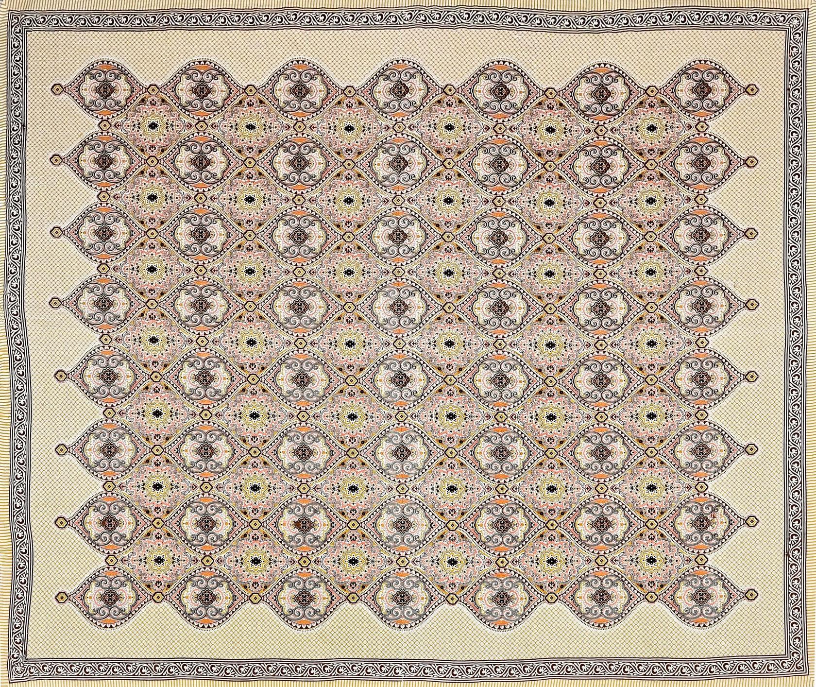 Red White Ethnic Motifs Cotton 200TC King Bedsheet With 2 Zipper Pillow Covers - King Size by House of Ree