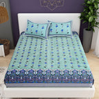 Purple Ethnic Motifs Cotton 200TC King Bedsheet With 2 Zipper Pillow Covers - King Size by House of Ree