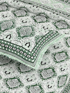 Yellow Ethnic Motifs Cotton 200TC King Bedsheet With 2 Zipper Pillow Covers - King Size by House of Ree