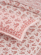 White Brown Ethnic Motifs Cotton 200TC King Bedsheet With 2 Zipper Pillow Covers - King Size by House of Ree