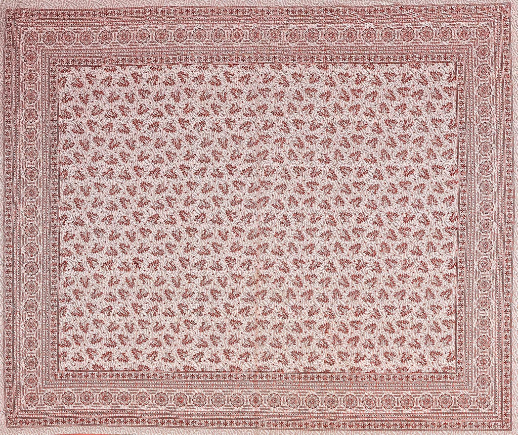 White Brown Ethnic Motifs Cotton 200TC King Bedsheet With 2 Zipper Pillow Covers - King Size by House of Ree