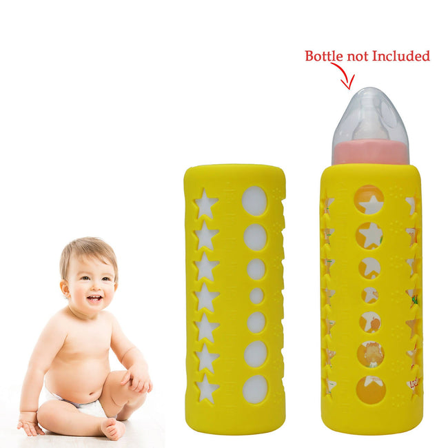 Safe-O-Kid Silicone Baby Feeding Bottle Cover Cum Sleeve for Insulated Protection 250mL- Yellow Main Image