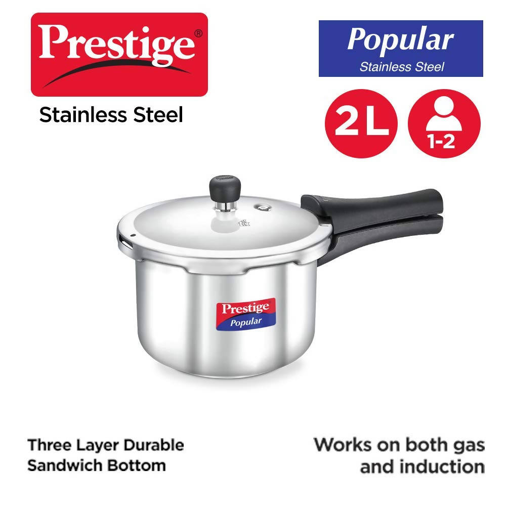Prestige Popular Stainless Steel Pressure Cooker, Silver Color