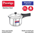 Prestige Popular Stainless Steel Pressure Cooker, Silver Color