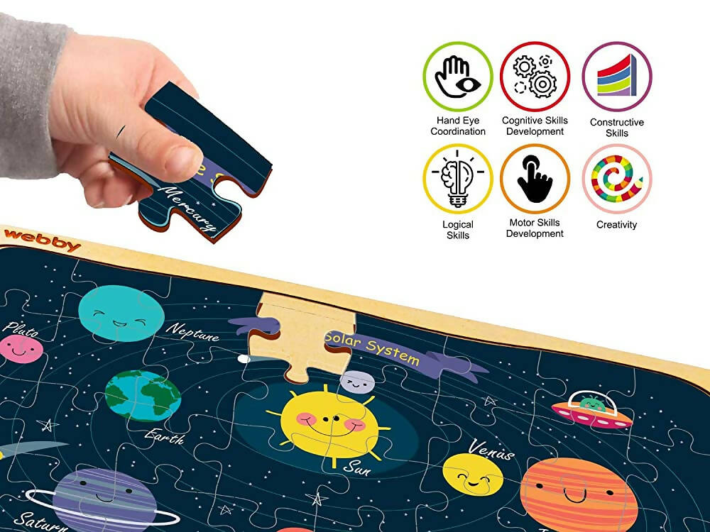 Webby Outer Space Solar System Wooden Jigsaw Puzzle - 40 Pcs