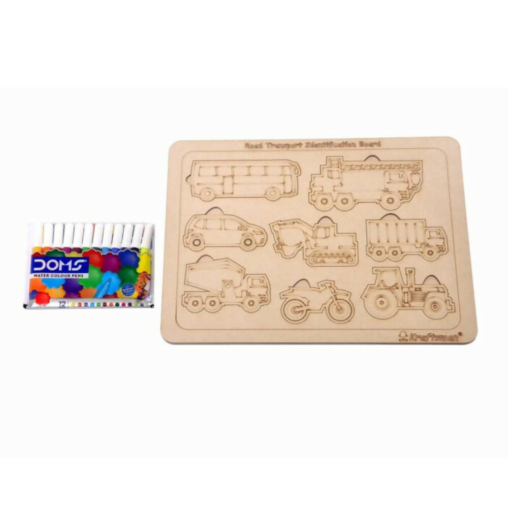 Kraftsman Road Transport Vehicles Identification Puzzle Board With Color Kit Included
