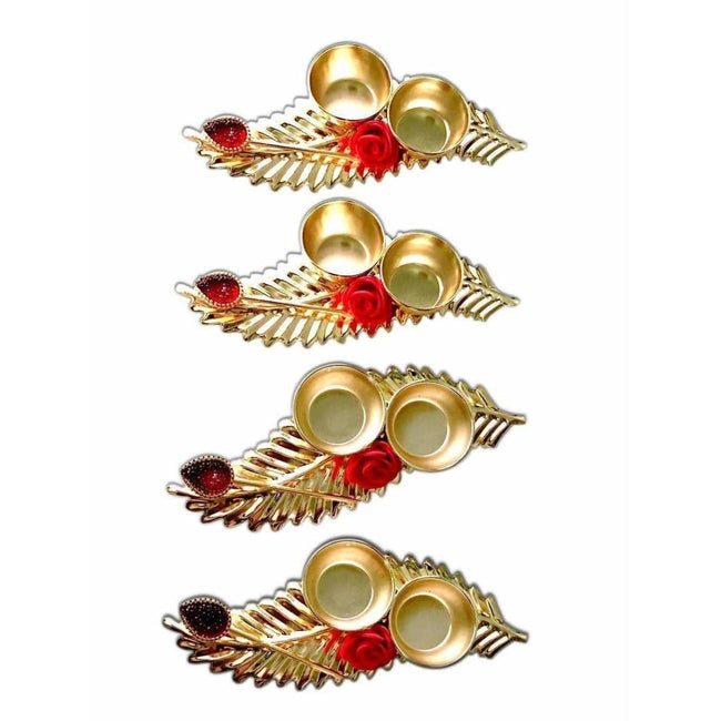 Leaf Shaped Haldi Kumkum Holder - 1 Piece Hover Image