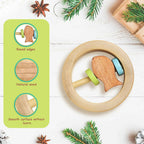 Matoyi Fish Rattle & Blue Rabbit Pull Along & Flat Disk Rattle & Bear Teether For Kids