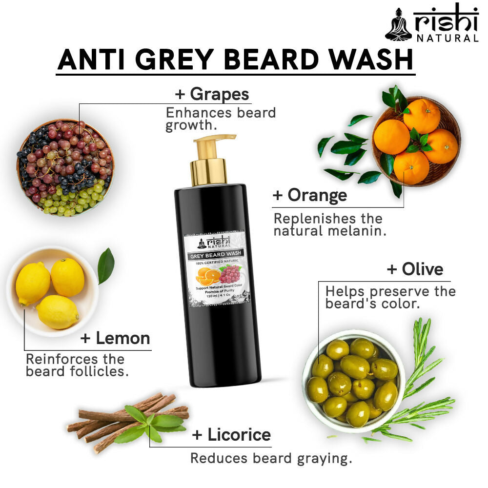 Rishi Natural Anti Grey Beard Wash Restore Natural Beard Color