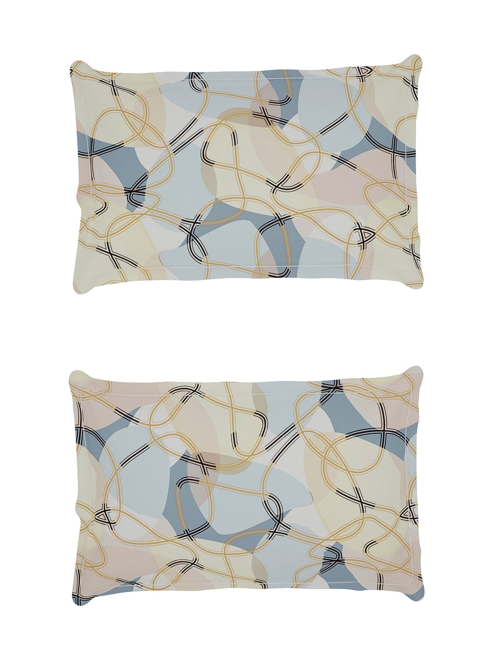 Story@home Arena Cream-Coloured & Grey Printed 180 TC Bedsheet & Pillow Covers