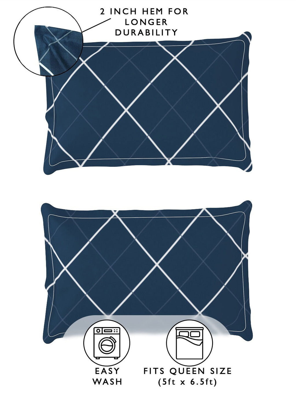 Story@home Arena Blue & Grey Geometric Printed 180 TC Queen Bedsheet & 2 Pillow Covers