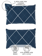 Story@home Arena Blue & Grey Geometric Printed 180 TC Queen Bedsheet & 2 Pillow Covers