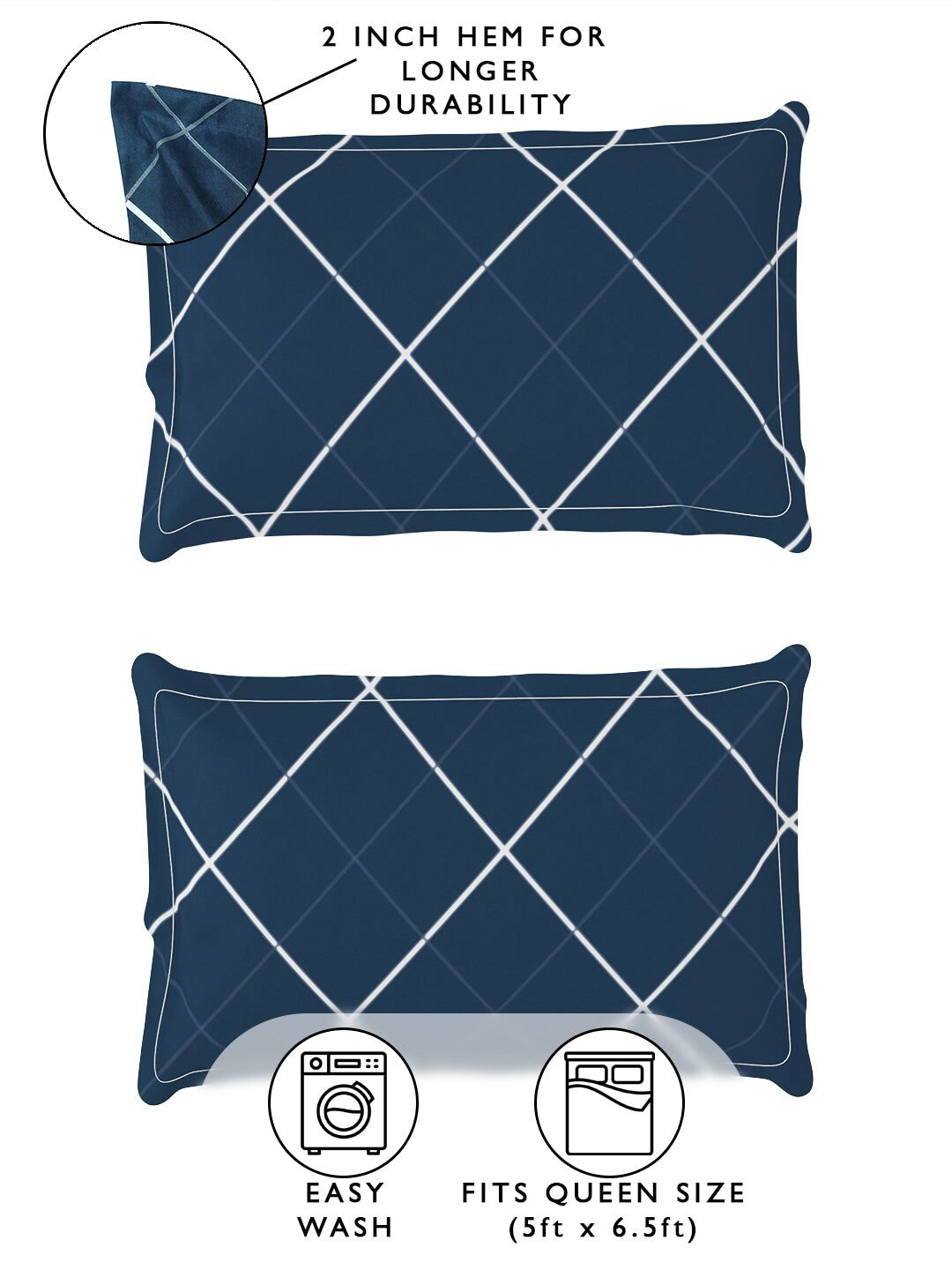 Story@home Arena Blue & Grey Geometric Printed 180 TC Queen Bedsheet & 2 Pillow Covers
