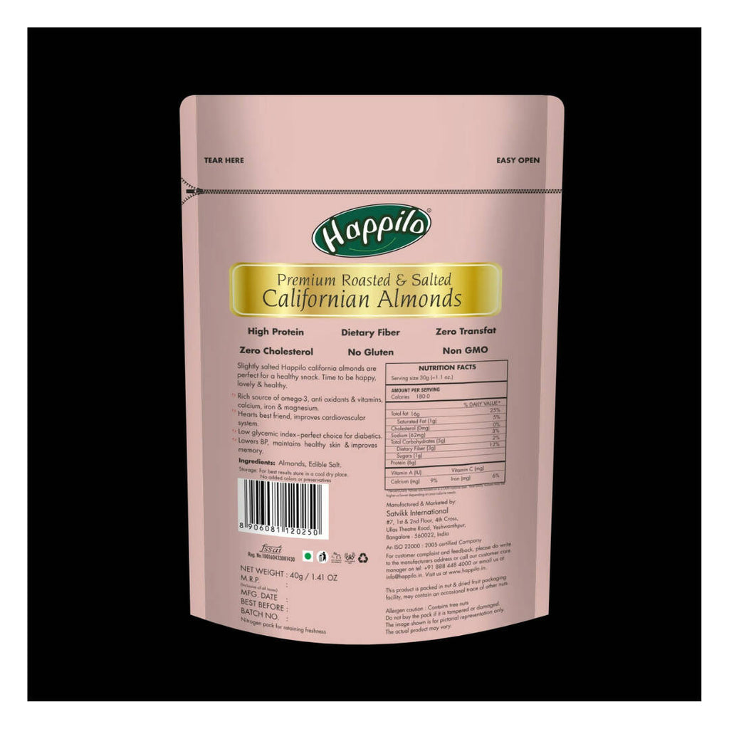 Happilo Roasted & Lightly Salted Premium Californian Almonds