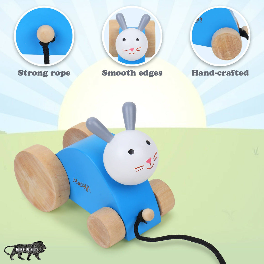 Matoyi Wobbly Panda & Blue Rabbit Pull Along & Maraca For Kids