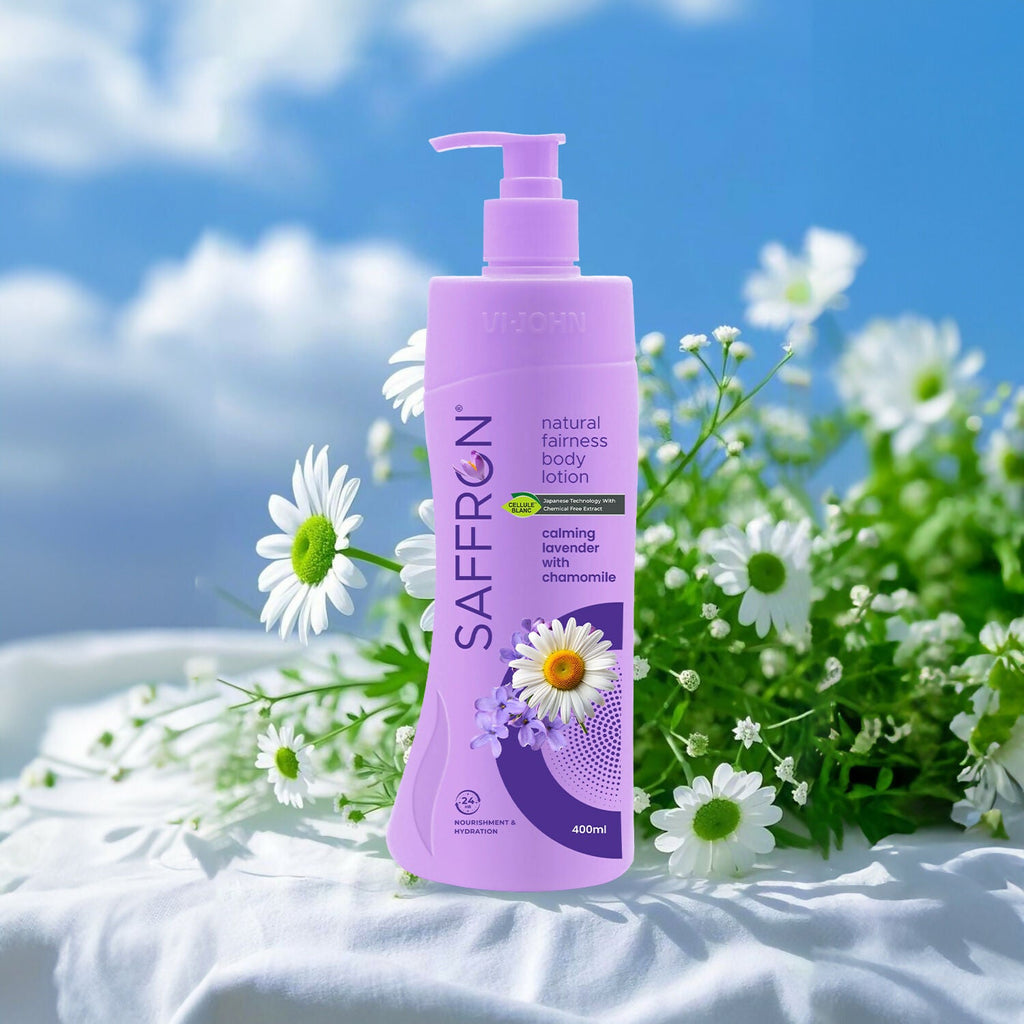VI-JOHN Saffron Natural Fairness Body Lotion Calming Lavender with Chamomile Natural Moisturiser For Soft, Even-Toned & Radiant Skin Suitable for All Skin Types