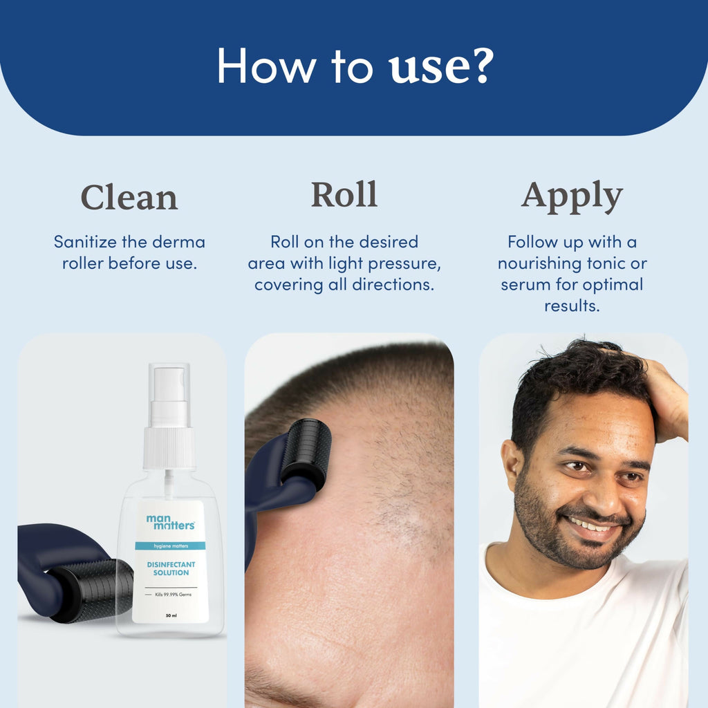 Man Matters Advance Derma Roller For Hair & Beard - 540 Micro 0.5mm Titanium Alloy Needles