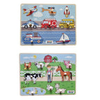 Nesta Toys Wooden Vehicle Jumbo Knob Puzzle (8 Pcs) & Wooden Farm Animal Jumbo Knob Puzzle (8 Pcs)