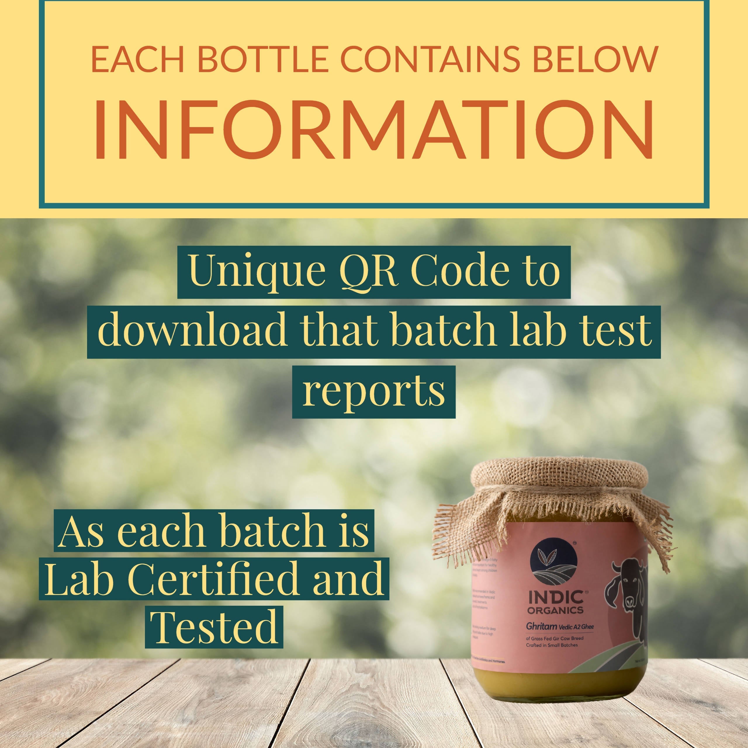 Indic Organics Gir Cow's A2 Ghee | Desi Gir Cow Ghee | Premium and Organic Desi Ghee