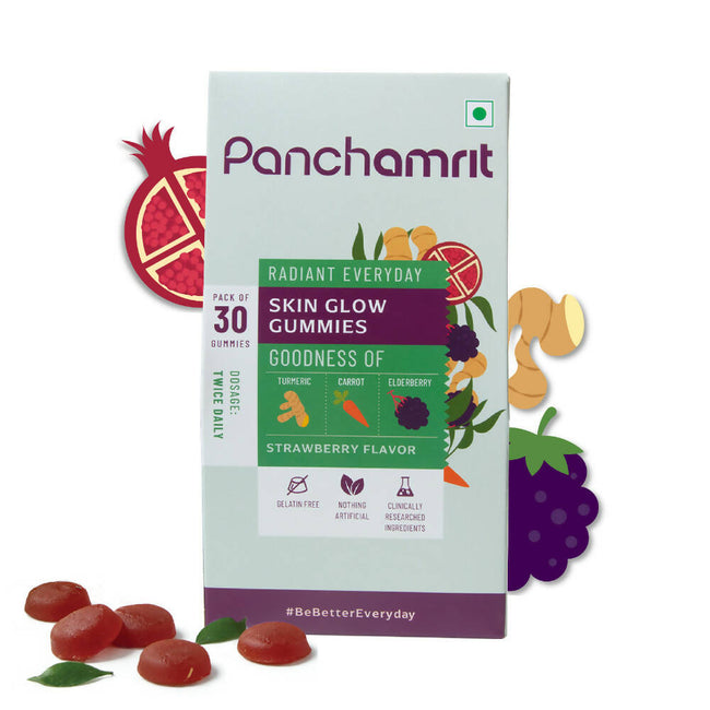 Panchamrit Skin Glow Gummies-Strawberry Flavor Hover Image