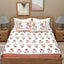 White Orange Ethnic Motifs Cotton 300TC King Bedsheet With 2 Zipper Pillow Covers - Super King Size by House of Ree