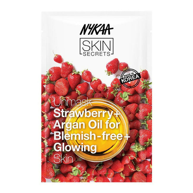 Nykaa Skin Secrets Exotic Indulgence Strawberry + Argan Oil Sheet Mask For Blemish - Free Skin Hover Image