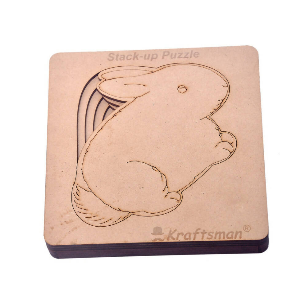 Kraftsman Stack Up Puzzles/ Layered Puzzle Bunny Shape For Kids | Color Kit Included | 6 Pieces Puzzle