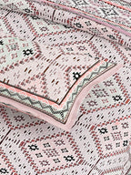 Pink Ethnic Motifs Cotton 200TC King Bedsheet With 2 Zipper Pillow Covers - King Size by House of Ree