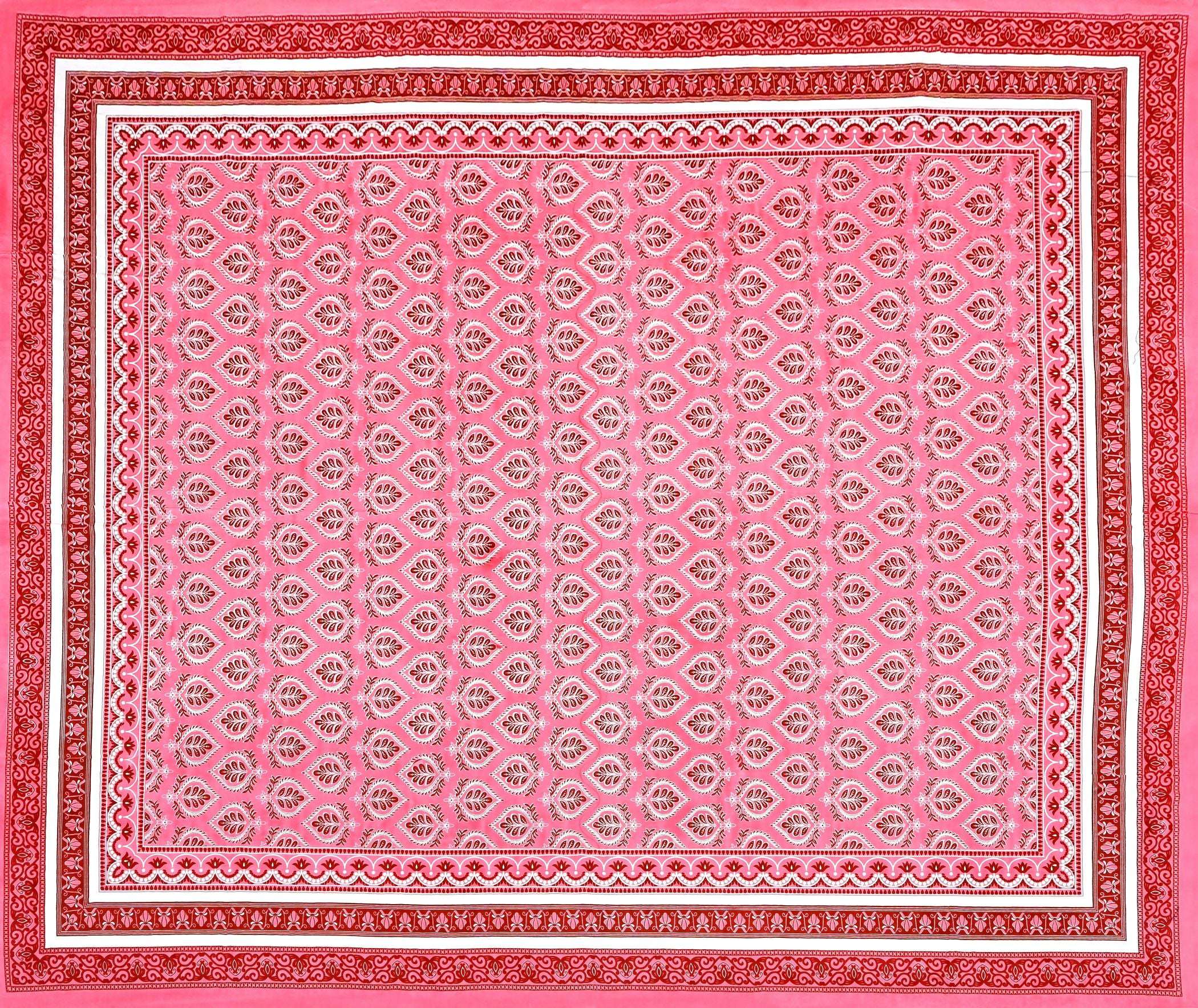 Yellow Ethnic Motifs Cotton 200TC King Bedsheet With 2 Zipper Pillow Covers - King Size by House of Ree