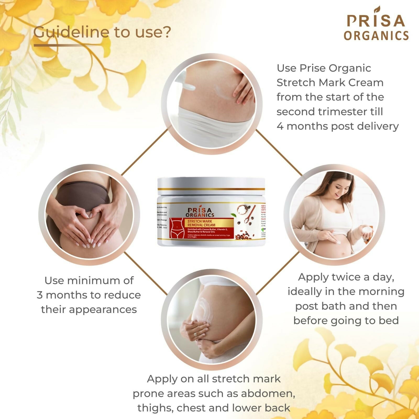 Prisa Organics Stretch Mark Removal Cream To Reduce Stretch Marks, Scars, Spots, Discolouration