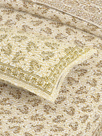 White Orange Ethnic Motifs Cotton 200TC King Bedsheet With 2 Zipper Pillow Covers - King Size by House of Ree