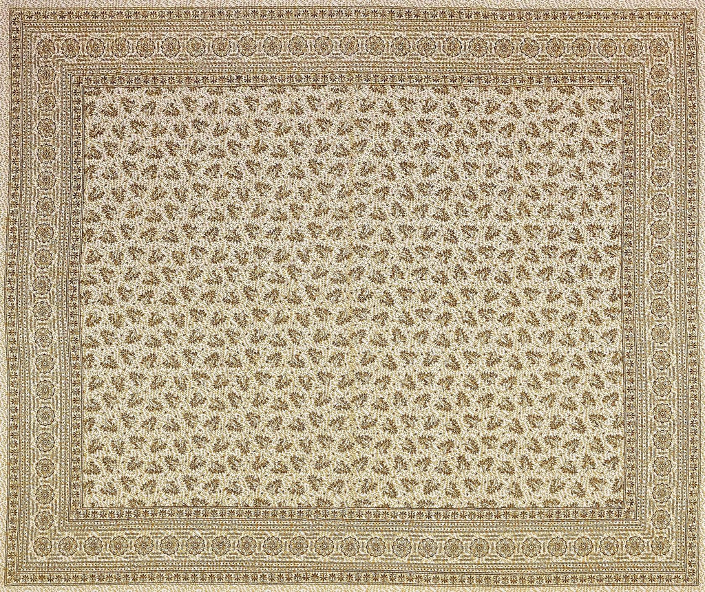 White Orange Ethnic Motifs Cotton 200TC King Bedsheet With 2 Zipper Pillow Covers - King Size by House of Ree