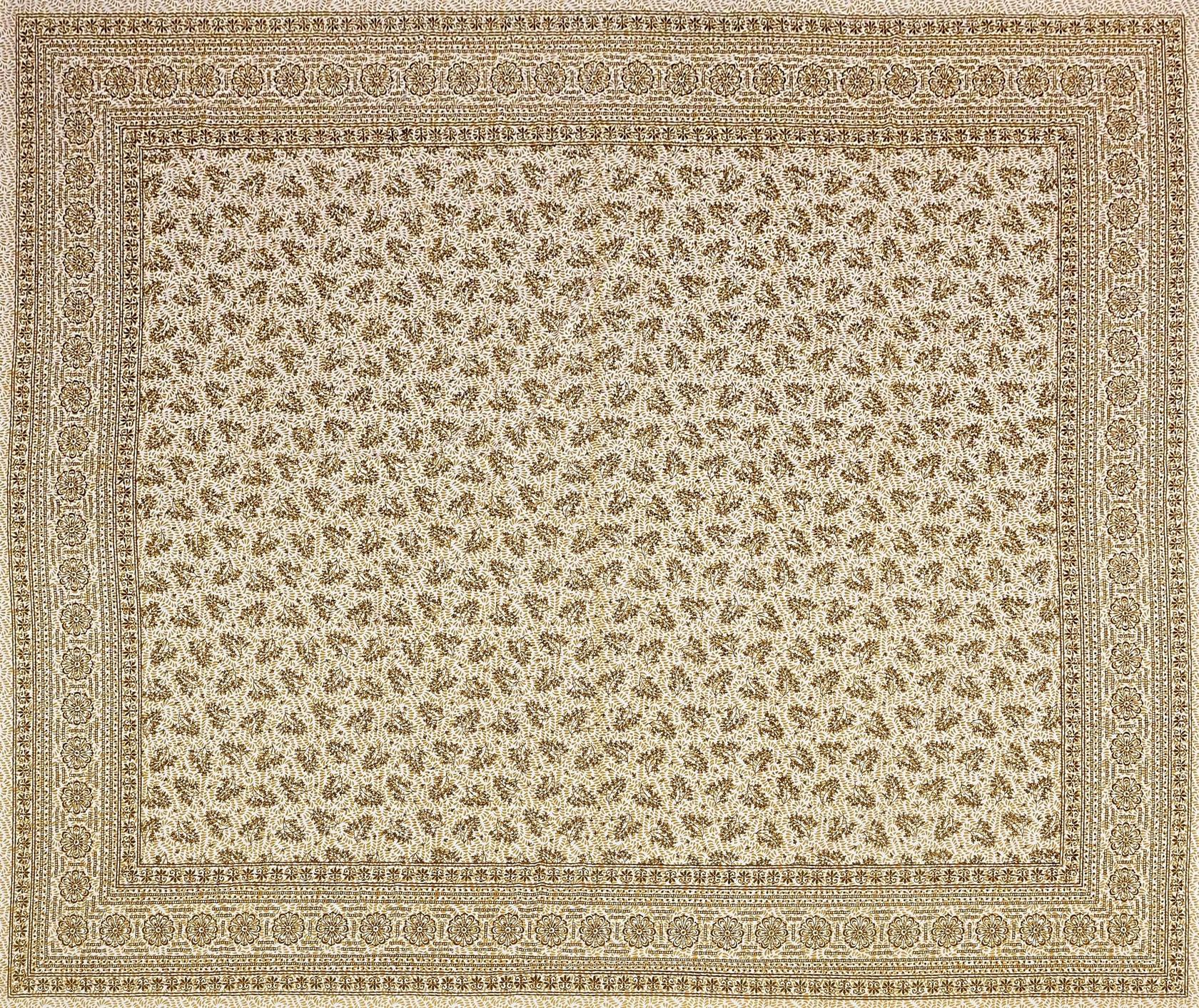 White Orange Ethnic Motifs Cotton 200TC King Bedsheet With 2 Zipper Pillow Covers - King Size by House of Ree