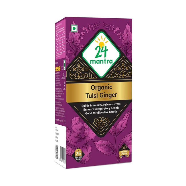 24 Mantra Organic Tulsi Ginger Herbal Infusion Tea Hover Image