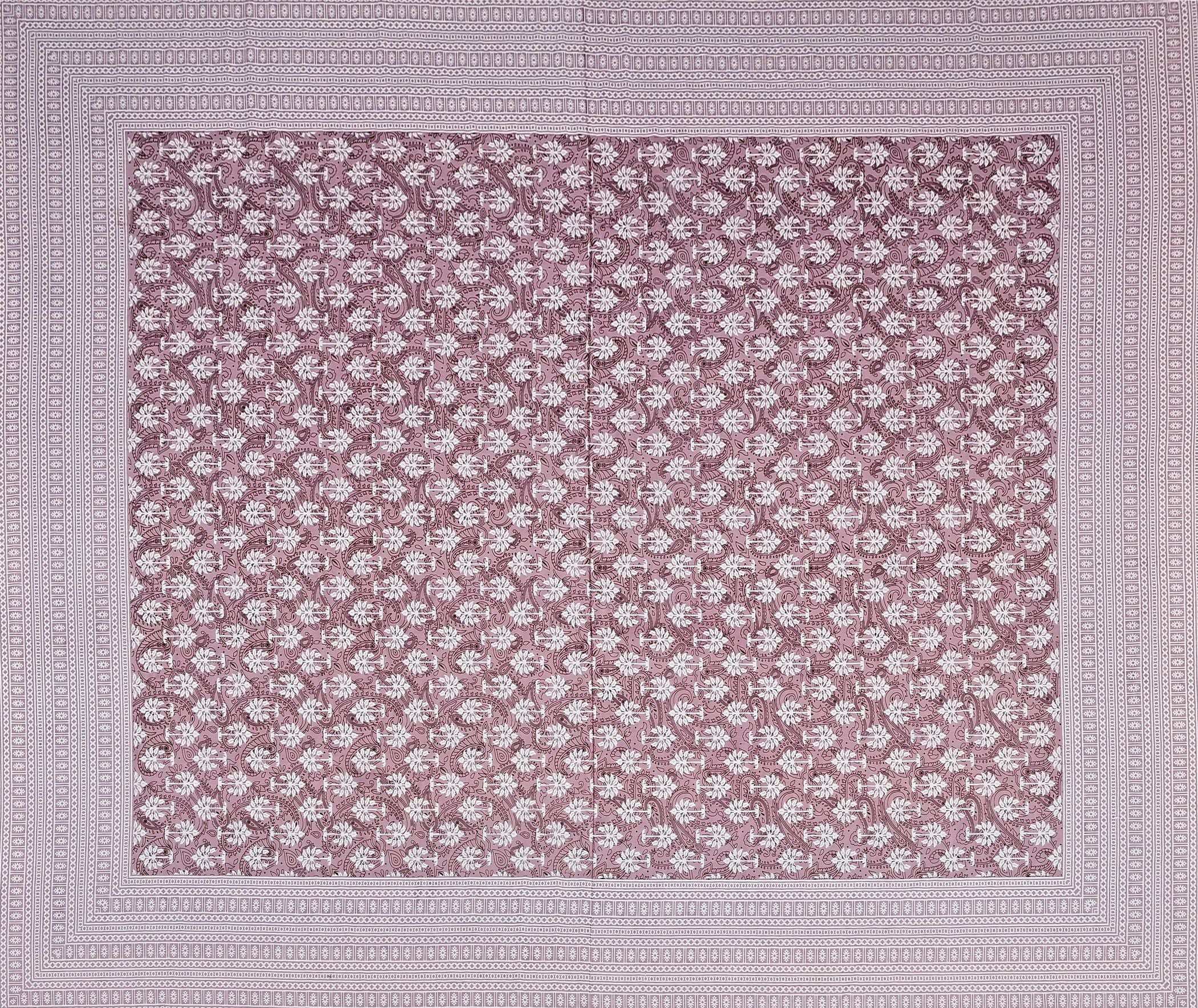 Pink Ethnic Motifs Cotton 220 TC King Bedsheet With 2 Zipper Pillow Covers - King Size by House of Ree