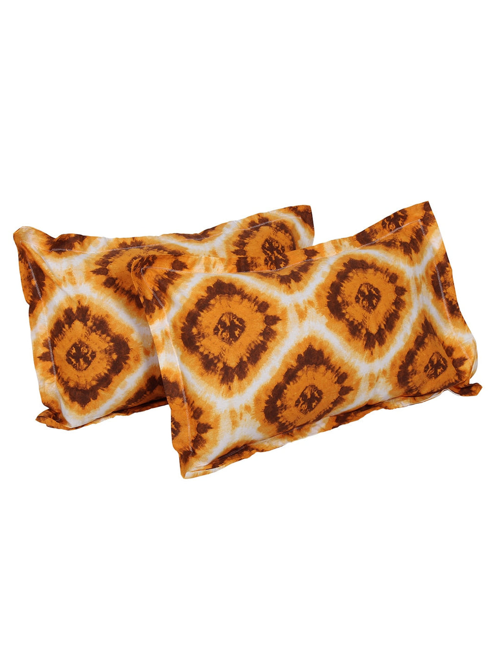 Story@home Unisex Yellow Geometric Cotton 152 TC 1 King Size Bedsheet with 2 Pillow Covers