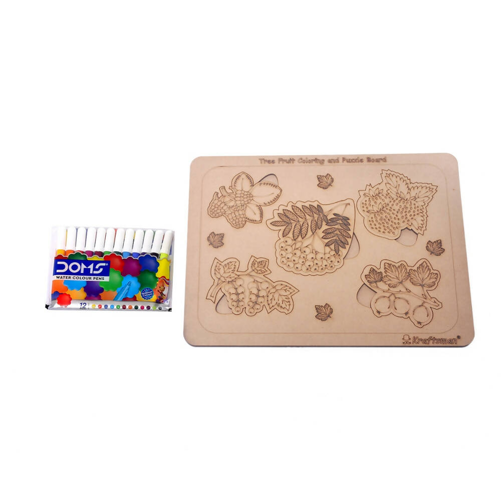 Kraftsman Tree Fruits with Leaves Puzzle Board | Color Kit included