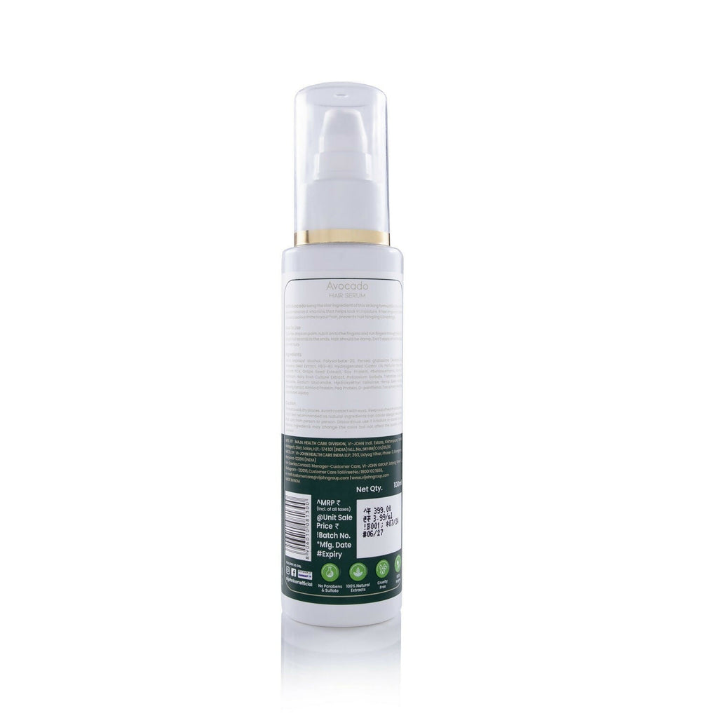 VI-JOHN Prakritik Avocado Hair serum Prevents dryness & Adds shine, 100% Natural Bio-Actives