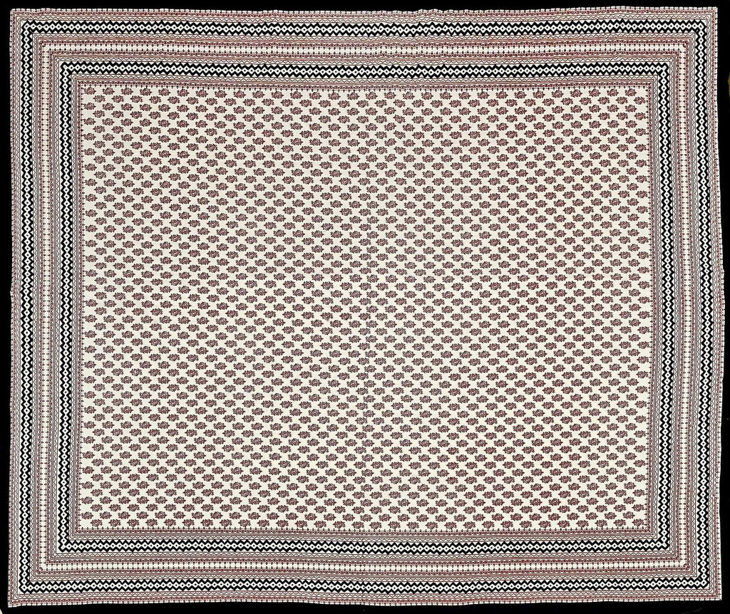 Red Black Handblock Printed Cotton 200TC King Bedsheet With 2 Zipper Pillow Covers - King Size by House of Ree