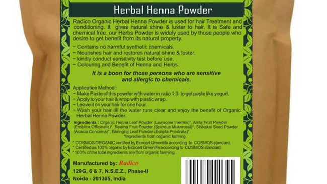 Radico Organic Herbal Henna Powder Main Image